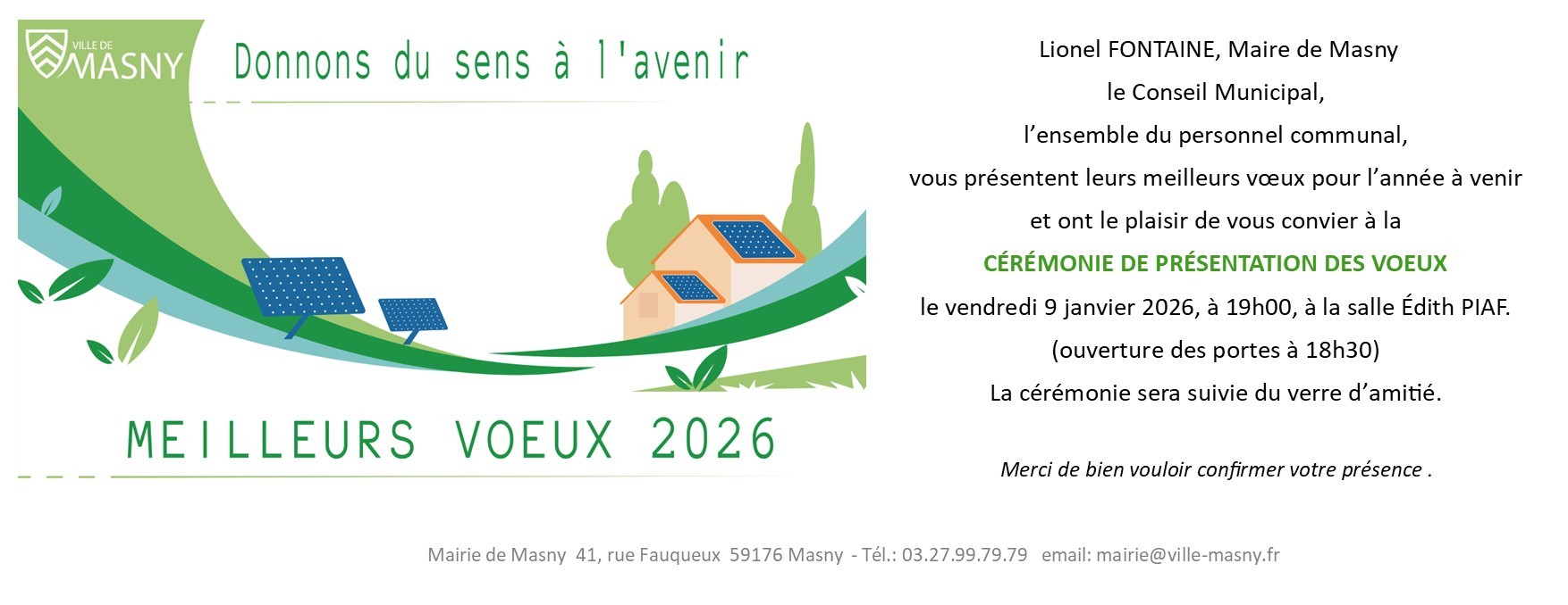 Cérémonie des voeux à la population @ salle Edith Piaf